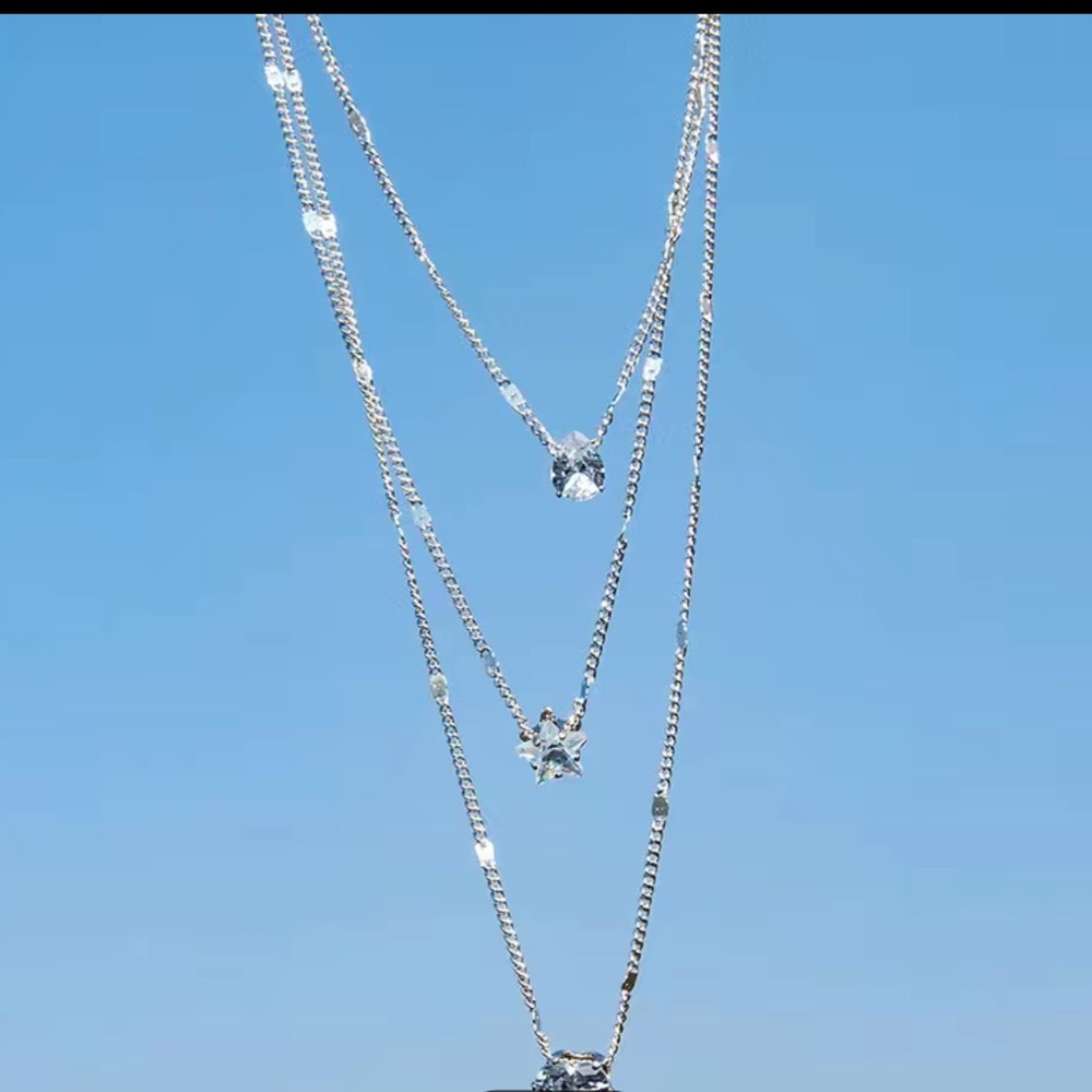 Elegant Silver Tone Tri-Length Necklace - Picture 3 of 3